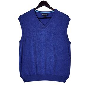 Brooks Brothers V-Neck Sweater Vest Men’s Medium Blue 100% Supima Cotton